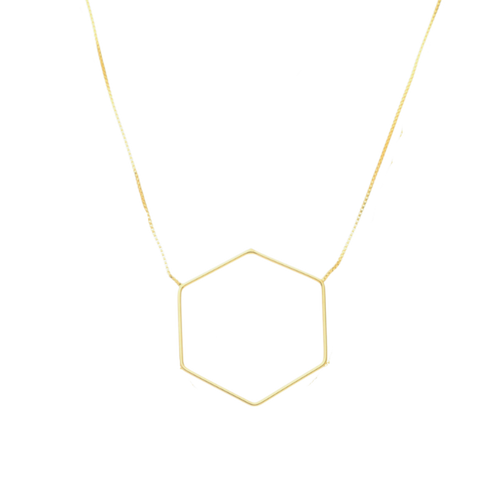 SN414B 18'' Large Trapezoid Geometric 18K Gold Plated Necklace