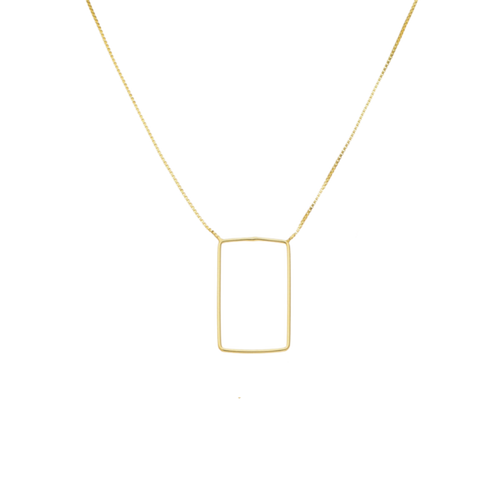 SN414C 18'' Rectangular Geometric 18K Gold Plated Necklace
