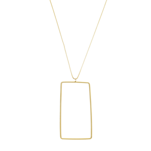 SN415A 21'' Large Rectangular 18K Gold Plated Necklace