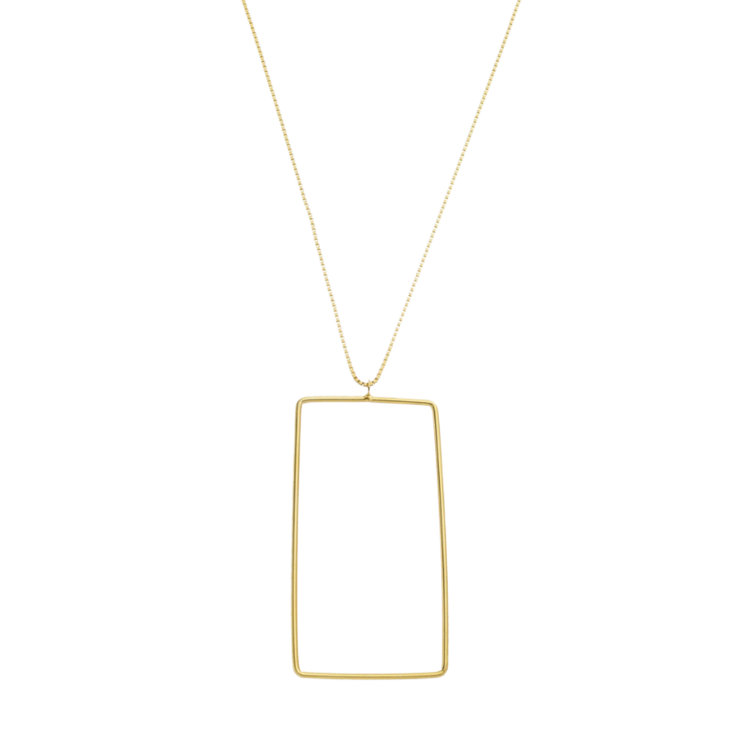 SN415A 21'' Large Rectangular 18K Gold Plated Necklace
