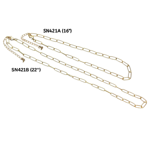 SN421B 18K Gold Plated "Paper clip" chain