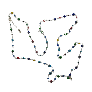 SN423(SP) Multi color Silver Plated Evil Eye Necklace
