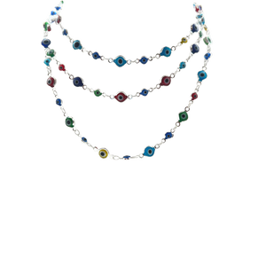 SN423(SP) Multi color Silver Plated Evil Eye Necklace