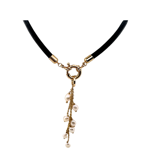 SN427FP Leather Necklace with a Fresh Water Pendant