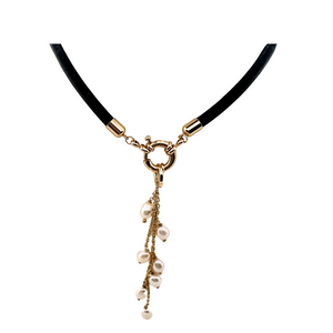 SN427FP Leather Necklace with a Fresh Water Pendent