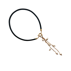 SN427FP Leather Necklace with a Fresh Water Pendent