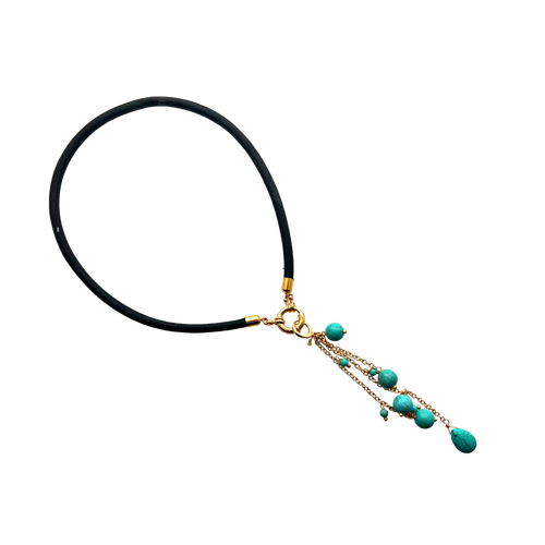 SN427TQ Leather Necklace with a Turquoise Pendent