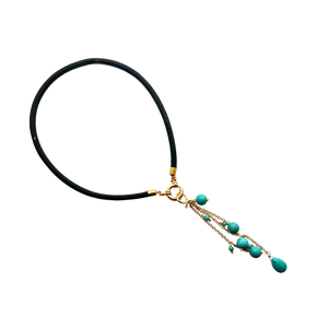 SN427TQ Leather Necklace with a Turquoise Pendent