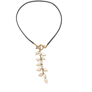 SN428FP Leather Necklace with a Fresh Water Pearl Pendent