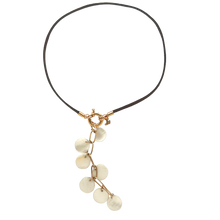 Load image into Gallery viewer, SN428MP Brown Leather choker with a Mother of Pearl Pendent