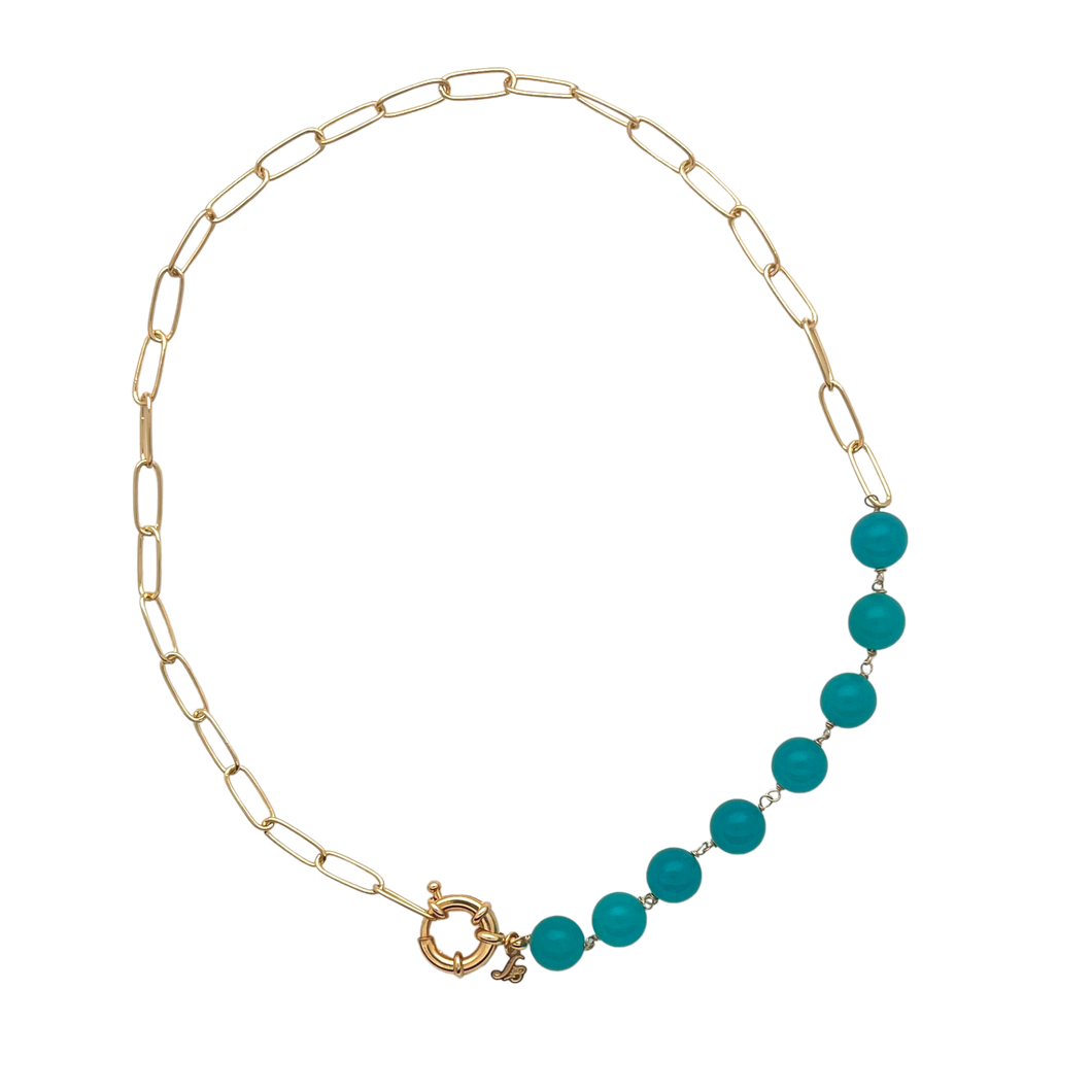 SN429AZ Paper Clip Chain with Amazonite stones