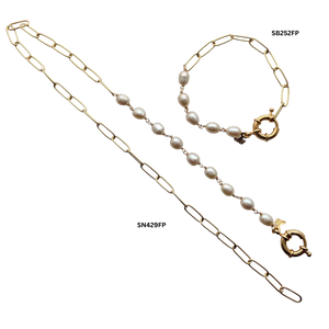 SB252FP 18K Gold Plated Bracelet with Fresh Water Pearls