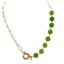Load image into Gallery viewer, SN429GR 18K Gold Plated necklace with Green Calcite