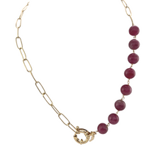 Load image into Gallery viewer, SN429WM 18K Gold Plated Necklace chain with Watermelon Tourmaline Stones