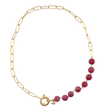 Load image into Gallery viewer, SN429WM 18K Gold Plated Necklace chain with Watermelon Tourmaline Stones