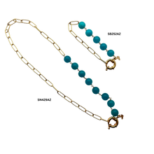 Load image into Gallery viewer, SN429AZ Paper Clip Chain with Amazonite stones