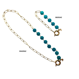 SN429AZ Paper Clip Chain with Amazonite stones