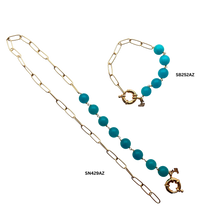 Load image into Gallery viewer, SB252AZ 18K Gold Plated Bracelet with Amazonite Stones
