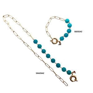 SB252AZ 18K Gold Plated Bracelet with Amazonite Stones