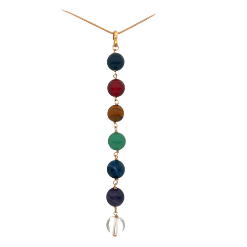 SN433 18K Gold Plated Chain with a 7 Chakras Pendent