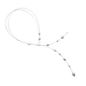 SN434B Fresh Water Pearls Silver Wire Necklace