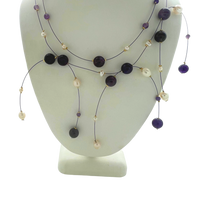 Load image into Gallery viewer, SN435AM 2 in 1 Amethyst and Fresh Water Pearl Necklaces
