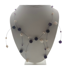Load image into Gallery viewer, SN435AM 2 in 1 Amethyst and Fresh Water Pearl Necklaces