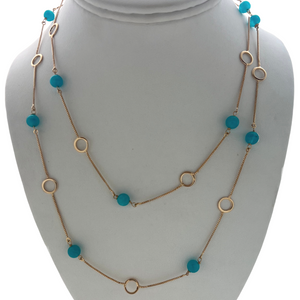 SN440AZ 18K Gold Plated chain with Amazonite stones