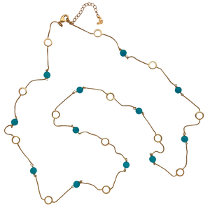 SN440AZ 18K Gold Plated chain with Amazonite stones
