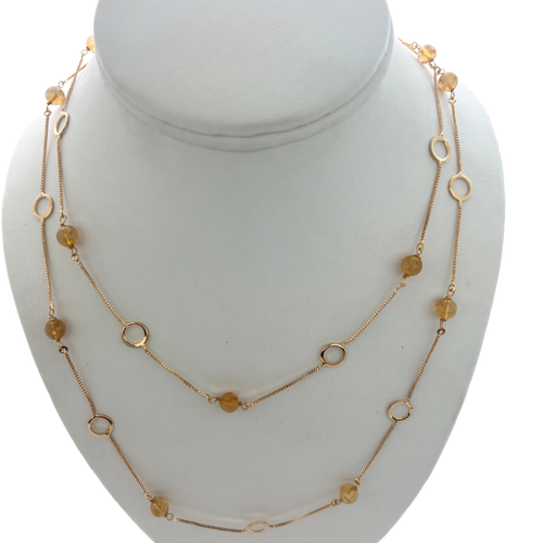 SN440CT 18K Gold Plated chain with Citrine stones