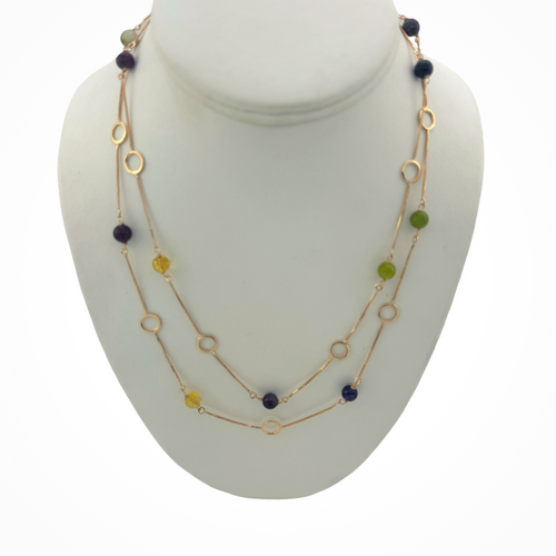SN440MT 18KT Gold plated chain with Multi stones