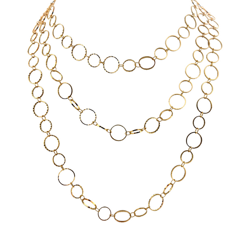 SN448 52'' Circles 18K Gold Plated Chain