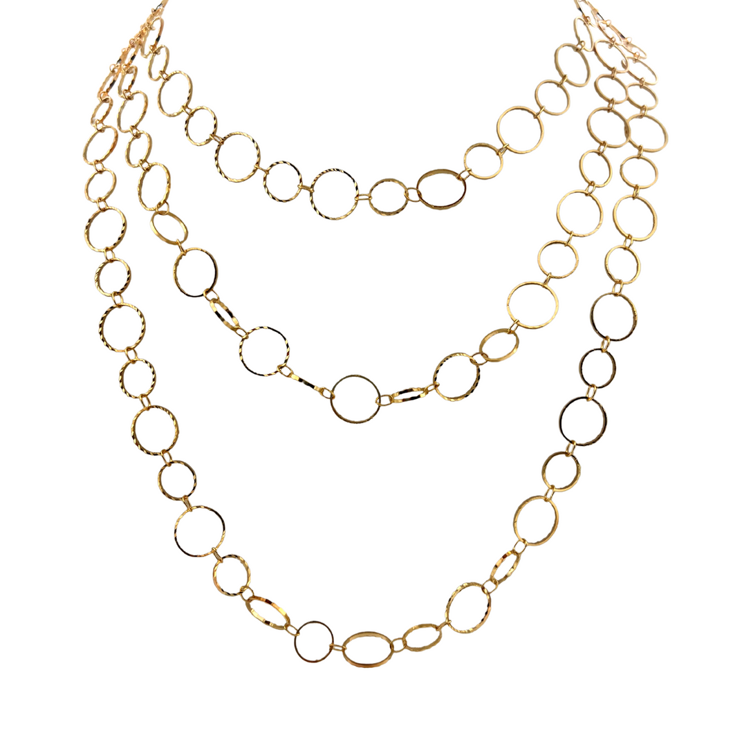 SN448 52'' Circles 18K Gold Plated Chain