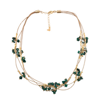 Load image into Gallery viewer, SN449MK Natural fiber Necklace with Malachite Stones