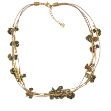 Load image into Gallery viewer, SN449UK Natural fiber Necklace with Unikite Stones