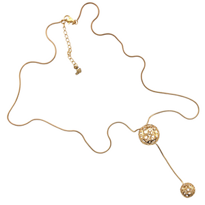 SN454 24'' 18K Gold Plated chain with double balls