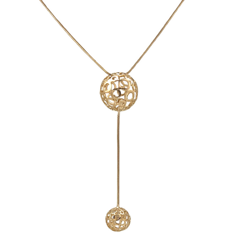 SN454 24'' 18K Gold Plated chain with double balls