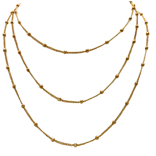 SN456B 47'' long 18K Gold Plated chain with tiny little balls
