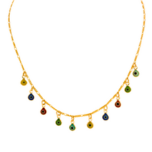 Load image into Gallery viewer, SN459 18K Gold Plated chain with Multi Color Evil Eyes