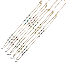 Load image into Gallery viewer, SN460YEL 18K Gold Plated Chain with tiny yellow evil eyes