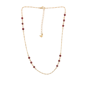 SN460RED 18K Gold Plated Chain with tiny red evil eyes