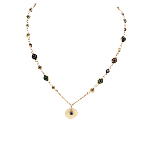 SN461 Evil Eye chain with a Mother of Pearl Pendent