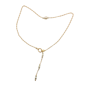 SN463 18K Gold Plated Chain with Fresh water Pearls