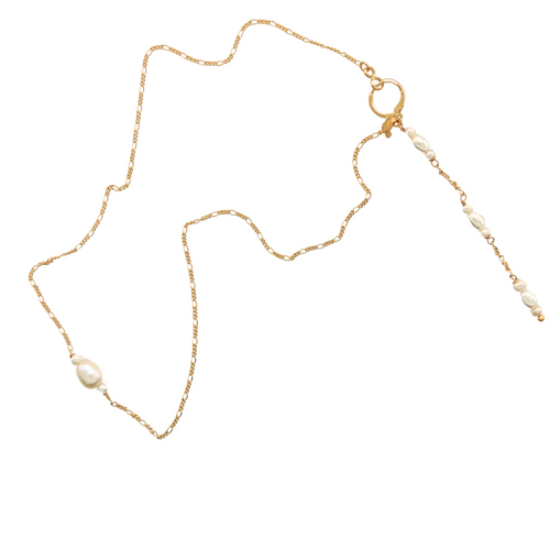 SN463 18K Gold Plated Chain with Fresh water Pearls