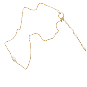 SN463 18K Gold Plated Chain with Fresh water Pearls