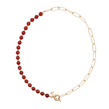 Load image into Gallery viewer, SN464 18K Gold Plated paperclip chain with faceted Carnelian Stones