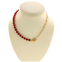 Load image into Gallery viewer, SN464 18K Gold Plated paperclip chain with faceted Carnelian Stones