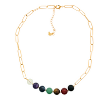 Load image into Gallery viewer, SN466 18K Gold Plated paperclip chain with semi precious Stones