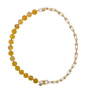 SN467CT Citrine and 18K Gold Plated U shape horseshoe Chain