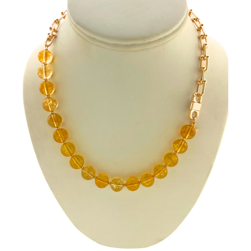 SN467CT Citrine and 18K Gold Plated U shape horseshoe Chain
